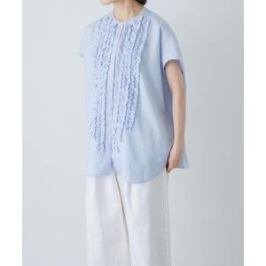 ブラウス シャツ リネンフリルフレンチシャツ レディース