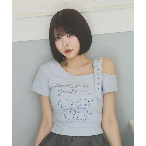 tシャツ 落書きデザインワンショルTシャツ / Graffiti Design One-Should...