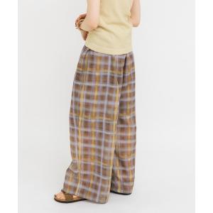 パンツ シアーチェックWIDEパンツ レディース