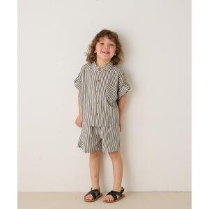 セットアップ バンドカラーストライプシャツセットアップ キッズ 子供服 男の子 女の子