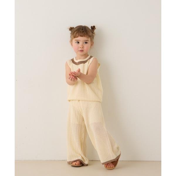 セットアップ バイカラー透かし編みニットセットアップ キッズ 子供服 女の子