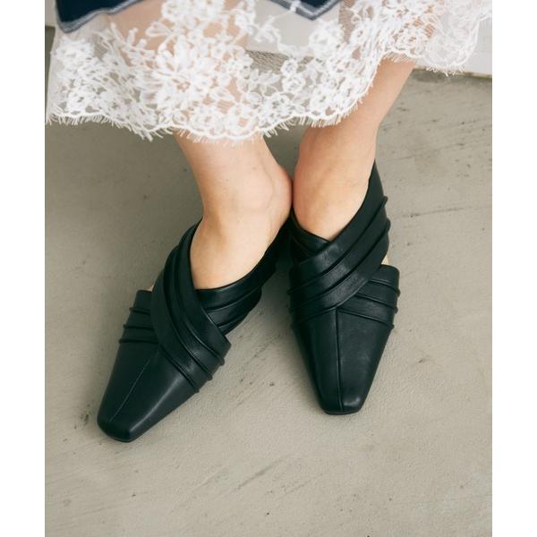 パンプス ドレープクロスデザインミュール