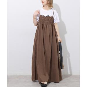 ワンピース リネンミックスギャザーキャミワンピース