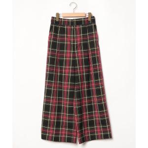 「GLOBAL WORK」 チェック柄パンツ M レッド レディース