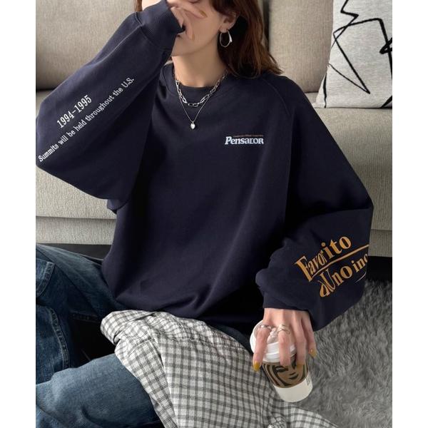 「Java」 スウェットカットソー MEDIUM ネイビー レディース