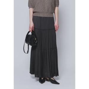 ロング スカート 楊柳サテンティアードプリーツスカート