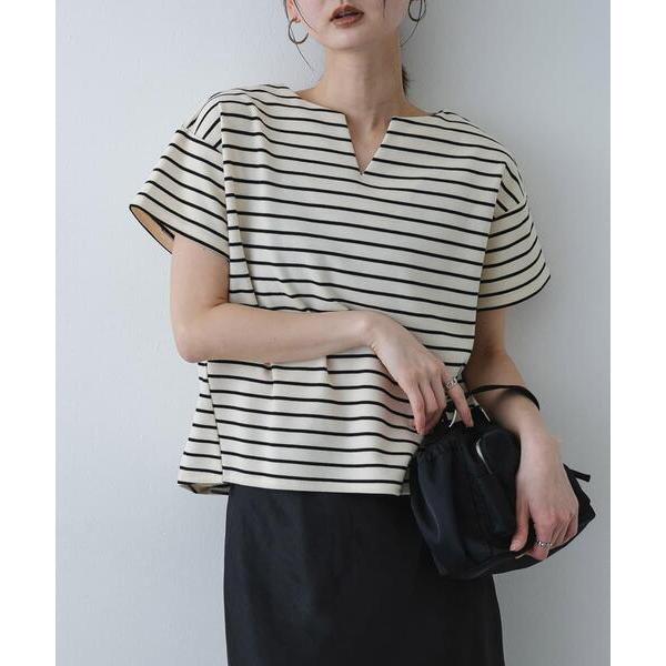 tシャツ 半袖 キーネックミラノリブTシャツ レディース