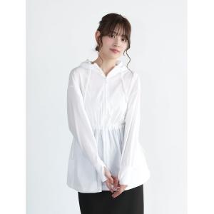 パーカー 「UVカット」ウエストドロストフード付きパーカー レディース