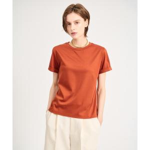 tシャツ ESTNATION / アルビニ コットンスムース ロールアップ Tシャツ レディース