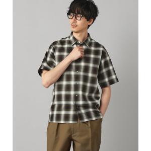 シャツ オンブレチェック 半袖レギュラーカラーシャツ メンズ