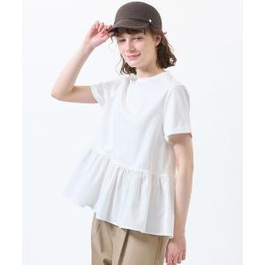 tシャツ ペプラムコンビカットソー レディース