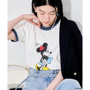 tシャツ 半袖 「MICKEY MOUSE」 リンガーTシャツ/ミッキーマウス/ミニーマウス レディース