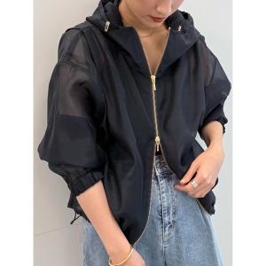 ブルゾン アウター ショートシアーフーディーブルゾン レディース