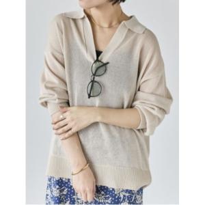 ニット セーター メッシュスキッパーポロニット レディース