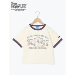 tシャツ 「FRUIT OF THE LOOM」PEANUTS プリントリンガーT キッズ 子供服
