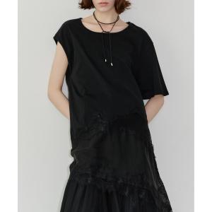 tシャツ アシンメトリースリーブレースデザイントップス レディース