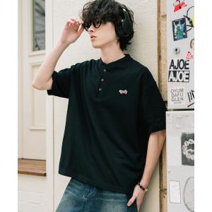 ヘンリーネック tシャツ PENNEYS 別注コラボFOXワッペン鹿の子ヘンリーネック半袖Tシャツ メンズ レディース
