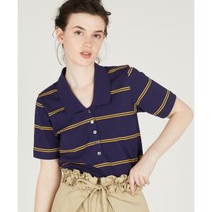 ポロシャツ ポロ 「crinkle crinkle crinkle」row neck border polo/ローネックボーダーポロ レディース