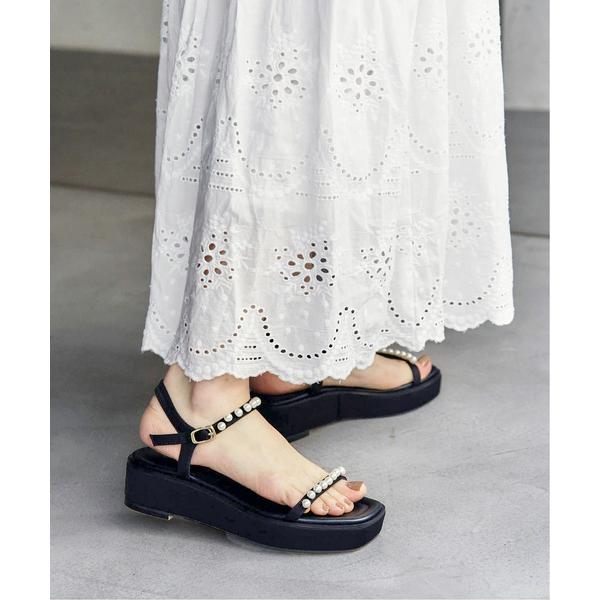 「LE TALON」 フラットサンダル MEDIUM ブラック×ブラック レディース