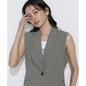 ベスト ジレ ストレッチミニ千鳥 ジレ レディース