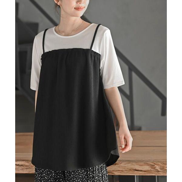 tシャツ 楊柳キャミドッキングＴシャツ レディース