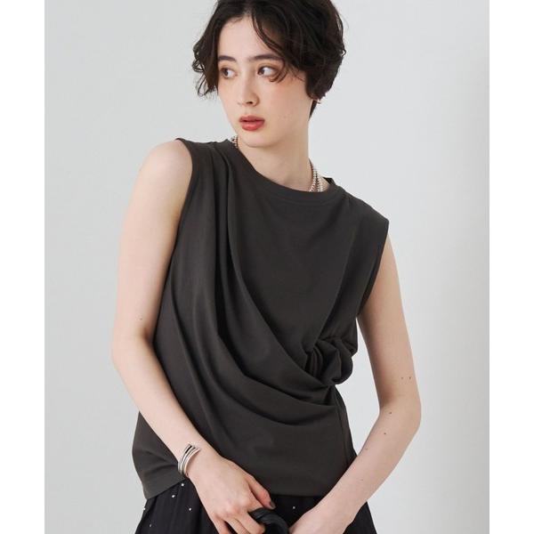tシャツ 「接触冷感」「UVカット」「一部店舗限定」ドレープギャザーノースリーブカットソー/ブラウス...