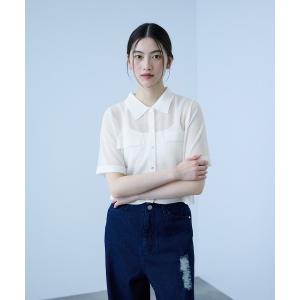 カーディガン メッシュポロラメニットカーデ レディース