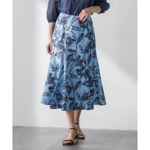 スカート 「WEB限定カラーあり」リネンライクフラワースカート