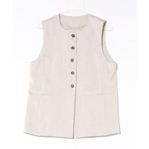 ベスト ジレ リネン調シャークロングジレ レディース