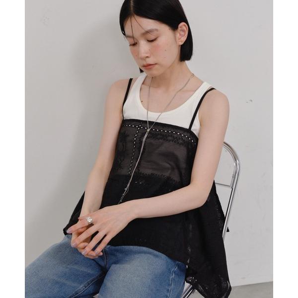 キャミソール 総刺繍ランダムヘムキャミ