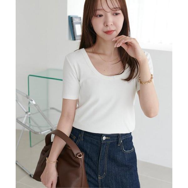 tシャツ 半袖 「万能インナー♪/WEB限定」前後2WAYUネック半袖Tシャツ レディース