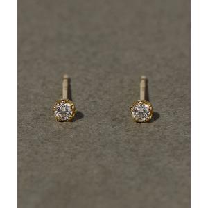 con affetto ピアス PT900ダイヤモンド1粒ピアス レディース