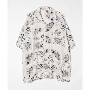 「PORTER CLASSIC」 花柄半袖シャツ L ホワイト メンズ