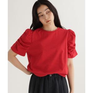 tシャツ 半袖 「daily CLIP」ボーダーパフスリーブTシャツ レディース