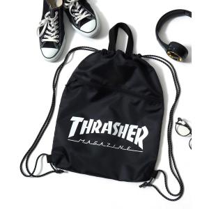 デイバック リュック THRASHER（スラッシャー）ブランドロゴプリント ナップサック メンズ レディース
