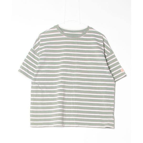 「Java」 ボーダー柄半袖Tシャツ M グリーン レディース