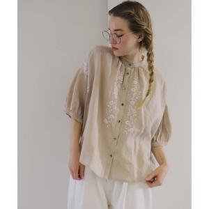 「haupia」 半袖ブラウス MEDIUM ベージュ レディース