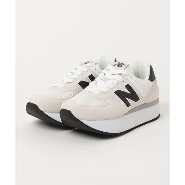 「New Balance」 ローカットスニーカー 24.0cm ホワイト×ブラック レディース