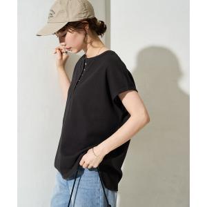 ヘンリーネック tシャツ 限定展開　ミニ ワッフル ヘンリー ノースリーブ トップス レディース