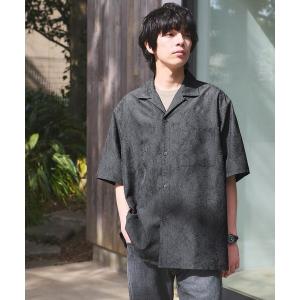 シャツ 半袖 リネンライク ジャガード オープン...の商品画像