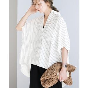 ブラウス シャツ ストライプボックスブラウス レディース