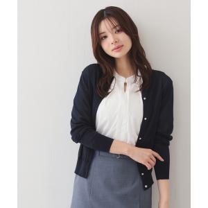 カーディガン ビジューボタンクルーネックカーディガン「洗濯機OK・接触冷感・抗ピリング」 レディース