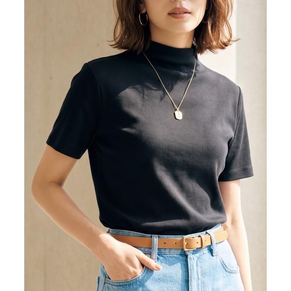 tシャツ 「新色追加！大人気の！接触冷感 」強撚コットン モックネック半袖フライスTシャツ / イン...