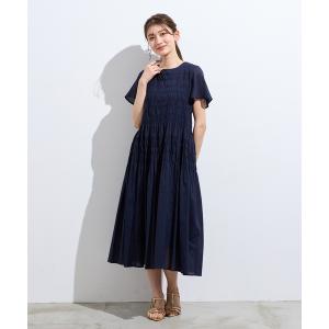ワンピース 夏 半袖 シャーリングマキシ丈ワンピース