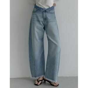 ジーンズ デニム デニムパンツ 「低身長/高身長サイズ有」2WAYウエスト折り返しコットンデニムカーブパンツ レディース