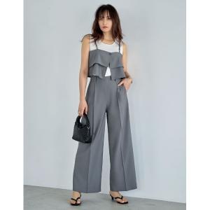 セットアップ 「低身長/高身長サイズ有」「セットアップ」「2点セット」ツイルキャミソール×パンツ レディース