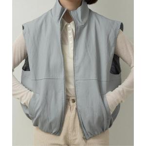 ベスト ジレ stand neck zip front panel vest / スタンドネックジップフロントパネルベスト レディース