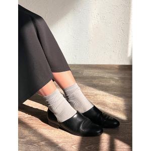 靴下 リブクルー丈ソックス レディース