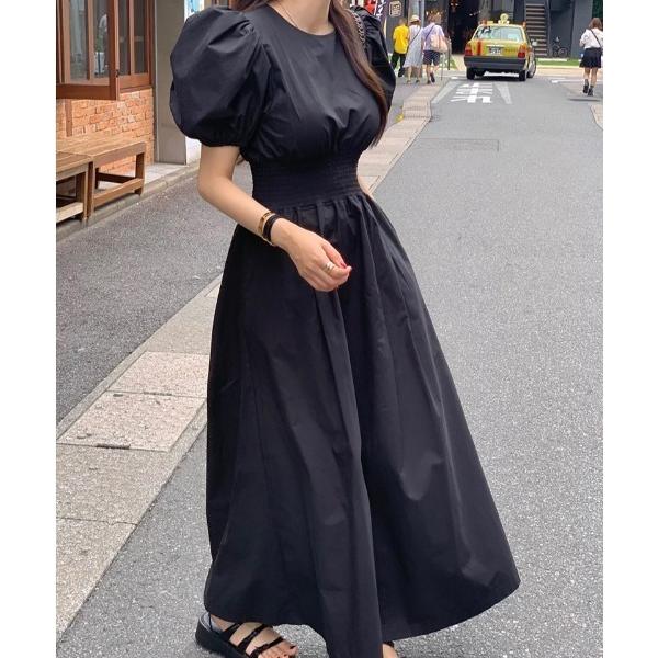 ワンピース 半袖 YUGA_YGMC　　Korean-style　Puff-sleeve high-...