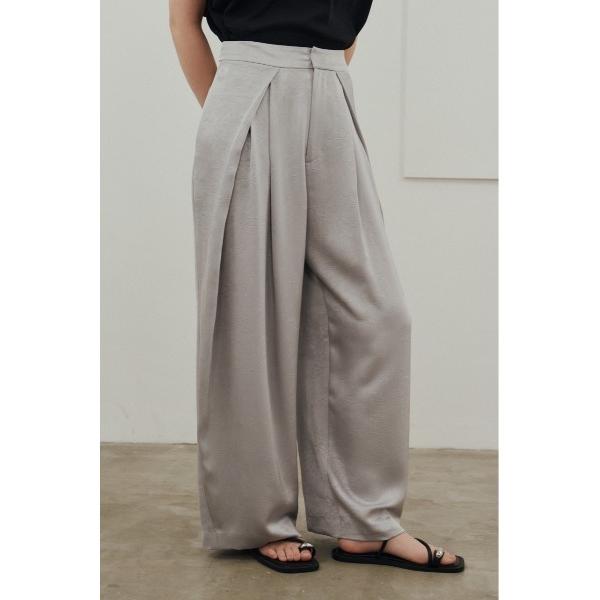 パンツ サテンラップワイドパンツ レディース